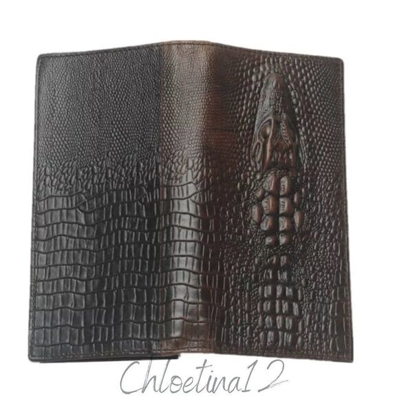 Men's Genuine Leather Long Bifold Wallet RFID - Picture 3 of 6